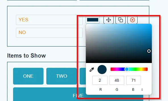 color spectrum to choose a color